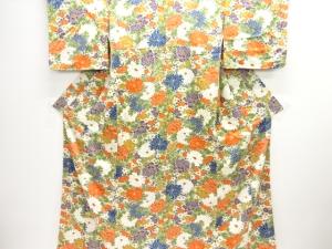 未使用品　菊牡丹模様小紋着物